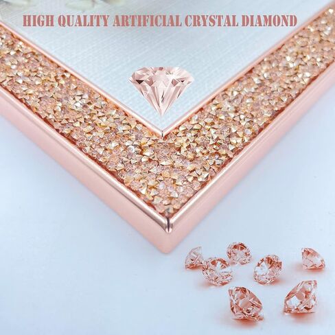 Glitter Picture Frames 8x10 Set of 2 Crystal Diamond Mirror Picture Frame, Metal Glass Wall Photo Frames for Wall or Desktop Display(Rosegold) in Saudi Arabia