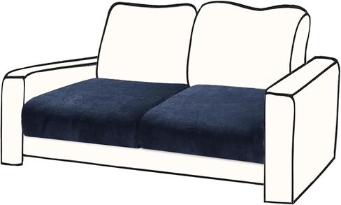 Couch Covers for 2 Cushion Couch Sofa Velvet 2-Piece Seat Cushion Cover Stretch Love Seat Couch Covers Separated Sectional Sofa Slipcovers Furniture Protector (2-Seater or Backrest, Navy) in Kuwait