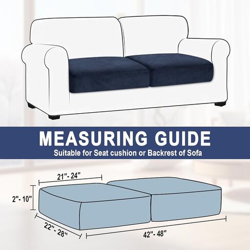 Couch Covers for 2 Cushion Couch Sofa Velvet 2-Piece Seat Cushion Cover Stretch Love Seat Couch Covers Separated Sectional Sofa Slipcovers Furniture Protector (2-Seater or Backrest, Navy) in Kuwait