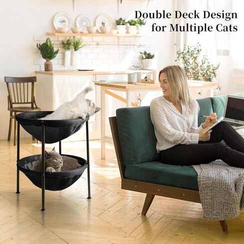 JUNSPOW Medium Cat Bed, Detachable, Breathable Mesh, Easy Assembly, Suitable for Indoor and Outdoor Use in Kuwait