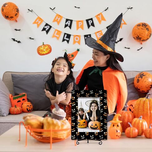 DETIHO Happy Halloween Frame, 4x6 Wood Picture Frame with an Easel, Spooky Indoor Decorations, Kids Halloween gifts for Boys, Girls -Bat Pattern 09 in Saudi Arabia