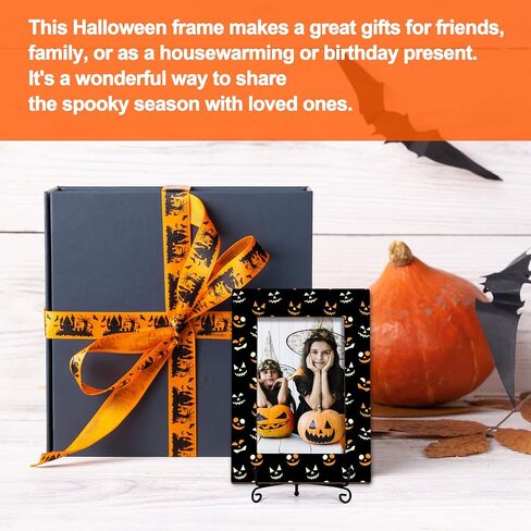 DETIHO Happy Halloween Frame, 4x6 Wood Picture Frame with an Easel, Spooky Indoor Decorations, Kids Halloween gifts for Boys, Girls -Bat Pattern 09 in Saudi Arabia