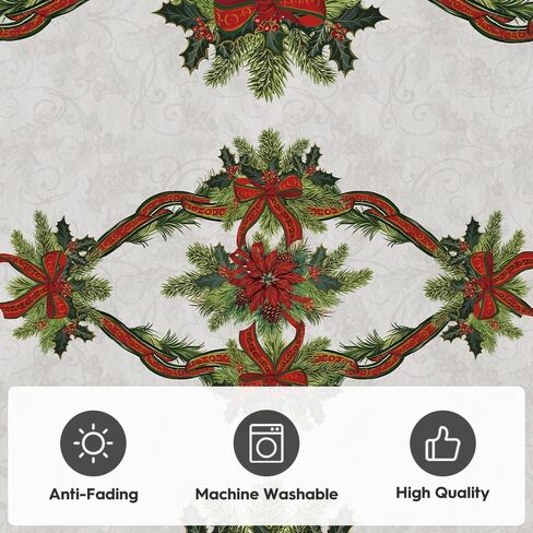 Artoid Mode Holly Ribbon Pines Christmas Area Rug, Xmas Winter Home Decor Low-Profile Washable Area Rugs for Entryway Bedroom Living Room Laundry Room Indoor 5x7 Feet in Saudi Arabia
