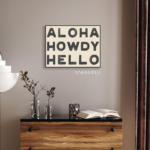 sdgobvco Aloha Howdy Hello Canvas Wall Art, Coastal Cowgirl Poster, Blue Western Prints Painting, Howdy Sign Posters for Teen Girls Room, Bar Cart Prints 12x16in Unframed in Saudi Arabia