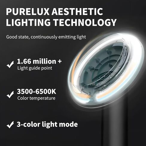 مرآة مكياج مقاس 8.9 بوصة مع 3 ألوان LED، شاشة تعمل باللمس، مرآة مكياج مكبرة 5 مرات، مع دوران 360 درجة، مرآة زينة قابلة لإعادة الشحن وقابلة لإعادة الشحن، للحمام أو غرفة النوم in Kuwait