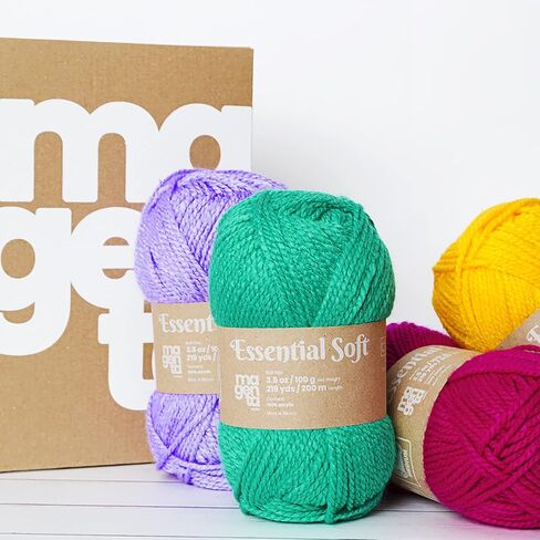 منسوجات أرجوانية | خيوط صوفية - وزن فائق النعومة #4 | 6 بونبونات أكريليك كبيرة للكروشيه والحياكة بألوان متنوعة (الأحمر والأسود والأصفر والأخضر والأزرق والبرتقالي) | 100 جرام (3.5 أونصة) لكل كرة in Kuwait