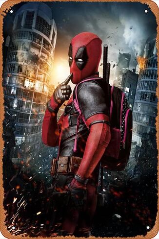 ملصق فيلم Deadpool مقاس 12 8 × 12 بوصة - علامة قصدير معدنية كلاسيكية عتيقة لهدايا الأفلام المنزلية والحانة والمرآب in Saudi Arabia