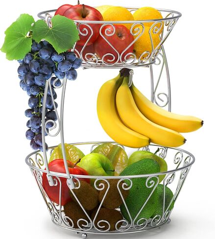 Simple Houseware 2-Tier Countertop Fruit Basket Bowl Storage, Bronze in Kuwait