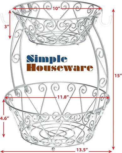 Simple Houseware 2-Tier Countertop Fruit Basket Bowl Storage, Bronze in Kuwait