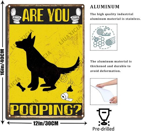 LIUAXICIA Retro Tin Sign Metal Wall Decor are You Pooping Funny Dog Metal Sign Interesting Bathroom Wall Decoration is Suitable for Office Home Classroom Bathroom Decoration 6x8 inch-Tin Sign in Kuwait