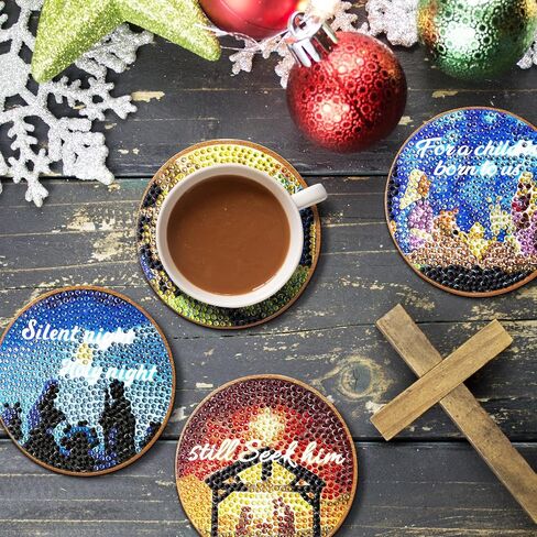 YLOLUL 10 Pcs Skull Shaped Diamond Painting Coasters Kits DIY Skull Diamond Painting Coasters with Holder Skull Diamond Painting Coasters for Beginners Adults and Kids Art Craft Supplies Gift in Kuwait