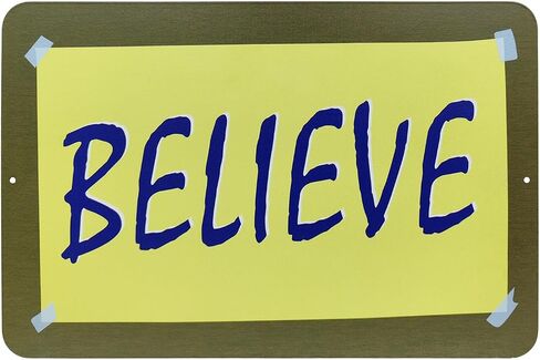 Believe Inspirational Words Decorative Metal Sign, 12"x8", Inspirational Quote Sign for Home and Office Decor (Blue) in Saudi Arabia