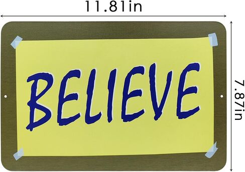 Believe Inspirational Words Decorative Metal Sign, 12"x8", Inspirational Quote Sign for Home and Office Decor (Blue) in Saudi Arabia