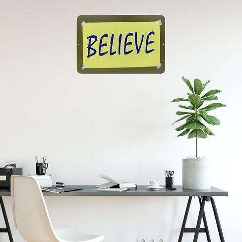 Believe Inspirational Words Decorative Metal Sign, 12"x8", Inspirational Quote Sign for Home and Office Decor (Blue) in Saudi Arabia