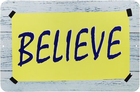 Believe Inspirational Words Decorative Metal Sign, 12"x8", Inspirational Quote Sign for Home and Office Decor (Blue) in Saudi Arabia