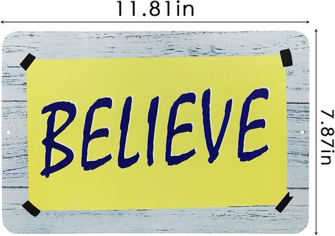 Believe Inspirational Words Decorative Metal Sign, 12"x8", Inspirational Quote Sign for Home and Office Decor (Blue) in Saudi Arabia