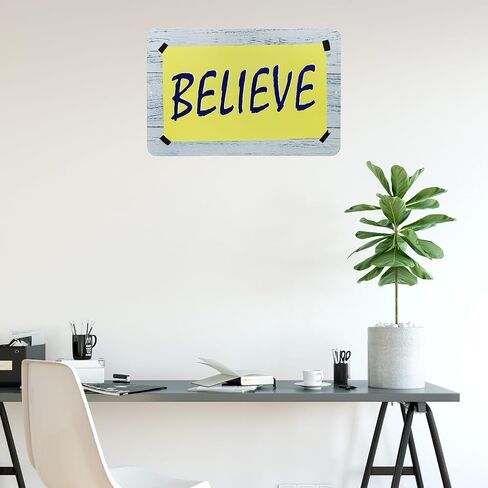 Believe Inspirational Words Decorative Metal Sign, 12"x8", Inspirational Quote Sign for Home and Office Decor (Blue) in Saudi Arabia