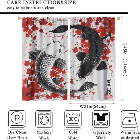 الساموراي الياباني ستارة التعتيم اليابانية البرقوق زهر القمر شجرة الليل الحديثة الفن نمط قضيب جيب نافذة الستائر لديكور غرفة المعيشة 21x63in، 2 لوحة مجموعة in Saudi Arabia