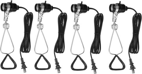 Simple Deluxe E26 Clamp Light Socket, Suit for Max 150 Watt Lamp with 18/2-Gauge 6 Feet Cord, 4 Pack,Black in Saudi Arabia