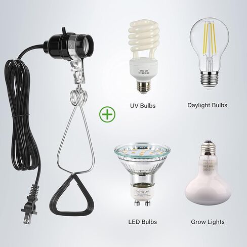 Simple Deluxe E26 Clamp Light Socket, Suit for Max 150 Watt Lamp with 18/2-Gauge 6 Feet Cord, 4 Pack,Black in Saudi Arabia