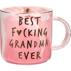 Hendson Grandma Birthday Gifts - Best Grandma Ever - Funny Gift For Nana, New Grandma, Pregnancy Announcement For Grandparents, Grandma To Be, Grandmother - Pink Marble Mug, 11.5oz Coffee Cup