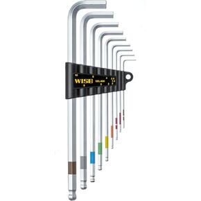 Wise SBL-1000 Ball Point Hex Key Wrench Set of 9 (Long Handle Included) Made in Japan/Can Be Tightened