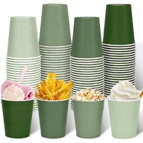AnyDesign 100Pcs Sage Green Paper Cups 9oz Gradient Color Disposable Coffee Cups Spring Beverage Drinking Cups Paper Party Cups for Cold Hot Drinks Wedding Birthday Bride Baby Shower Party Supplies