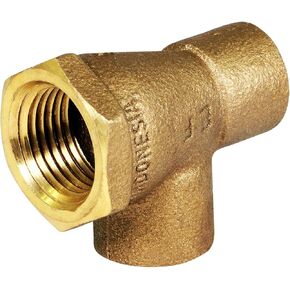 3/4 Inch Tee Fitting, Sweat t oFemale Connections, Cast brass Lead-Free Tee