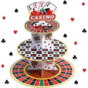Casino Cupcake Stand 3 Tier for 24 Cupcakes Poker Dice Theme Cardboard Cake Dessert Holder Tower for Las Vegas Night Party Decoration Casino Decorations Adult Birthday Casino Themed Party Supplies in Saudi Arabia