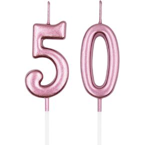 50th Birthday Candles, Blue Number 50 Candle for Cake, Happy Birthday Cake Topper Decoration for Birthday Anniversary Celebration Party Supplies