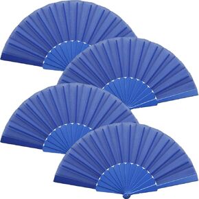 4 Pieces Handheld Folding Fan Chinese Fan Oriental Cloth Fabric Fan for Dancing, Party, Wedding Gifts, DIY Decoration, Home Decorations (Black)