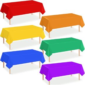 12 Pack 6 Color Rainbow Theme Tablecloth Assorted Color Plastic Tablecloth Disposable Colorful Rectangle Table Covers for Fiesta Wedding Birthday Picnic Graduation Party Decorations, 54 x 108 Inch
