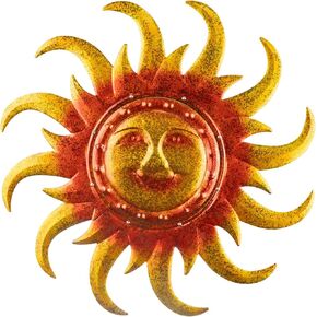 Sun Metal Wall Art Outdoor Decor - 30 Inches Rust Proof Retro Metal Wall Sculpture Statues Wall Art Hanging Decoration for Indoor Outdoor,Garden, Home, Farmhouse, Fence Balcony Patio and Bedroom