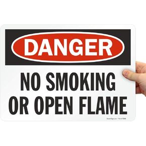 SmartSign "Danger - No Smoking Or Open Flame" Label | 10" x 14" Laminated Vinyl