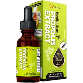 AFC Japan Brazilian Green Propolis Extract – Highest Artepilin C (>2.8% or >28mg/ml) & Flavonoids (>17mg/ml), Premium Quality, for Immune Booster, Tincture, Concentrated Liquid