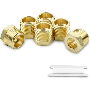 2 Pcs 3/4" to 1/2" Female & Male NPT Thread Brass Hex Bushing Connector for Pipe Connecting Conversion
