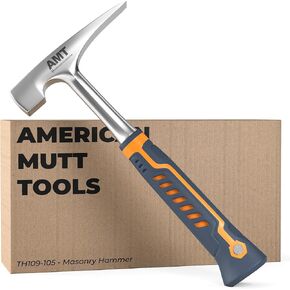 AMERICAN MUTT TOOLS Brick Hammer – 20oz Masonry Hammer with Ergonomic Handle – Stone Mason Hammer, Block Hammer, Brick Tools, Stone Hammer, Slate Hammer, Bricks Masons, Setting Hammer, Masonry Tools