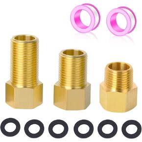 1/2" Brass Pipe Fitting, 1/2" Female to 1/2" Male Pipe Extension Fittings for Tub Spout/Shower,Brass Hex Bushing Adapter Reducer Adapter,Length 30MM/40MM/50MM (3PCS) with Teflon Tape (2pcs)