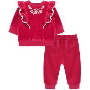 Little Me Clothes for Baby Girl's and Boy's Velour Sweatshirt Tracksuit, Jogger Sets 0-12 Months