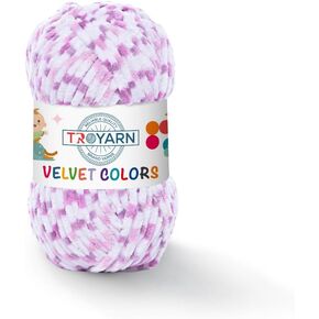 Troyarn Velvet Colors Chenille Baby Blanket Yarn Amigurumi Yarn for Crocheting and Knitting Super Bulky 100 gr (131 yds) (10209)