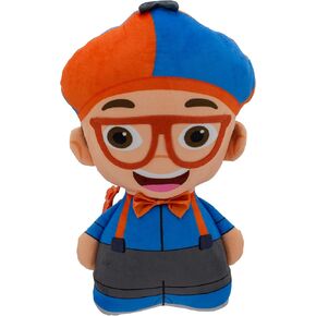 AI ACCESSORY INNOVATIONS Blippi Plush Backpack, 18" Novelty Plush Bag, Featuring 3D Bow Tie and Glasses, Blue & Orange