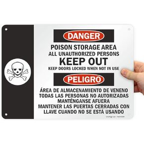SmartSign "Danger - Poison Storage Area" Bilingual Sign | 10" x 14" Aluminum