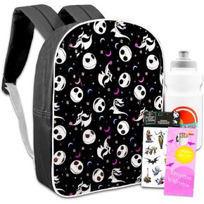 Nightmare Before Christmas Backpack for Kids - Bundle with 15" Jack Skellington Backpack, Water Bottle, Stickers, and More | Nightmare Before Christmas Backpack Set