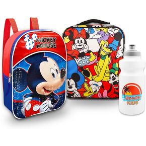 Mickey Mouse Mini Backpack Bundle: 11" Mickey Backpack, Disney Lunch Bag, & More