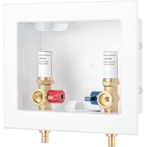 Washing Machine Outlet Box PEX-B with Copper Hammer Arrestors, Inlet 1/2 inch PEX-B Crimp Barb F1807 x Outlet 3/4 inch NH Thread LI-XYJH-620(1 PCS)