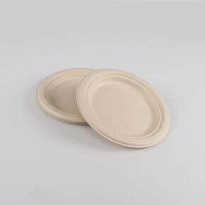 Small plates, Premium appetizer, dessert plates, fruits, baby, parties, salad- 100% Compostable and Unbleached, Made with sugar cane bagasse, Microwavable, Heavy Duty (125 Count) 7 inches