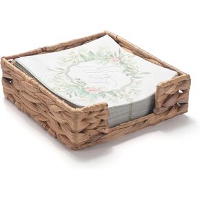 Water Hyacinth Bathroom Napkin Holder Tray Flat Napkin Basket for Table Wicker Guest Towel Holder Rectangle 9.5" x 5.5" x 2.4"