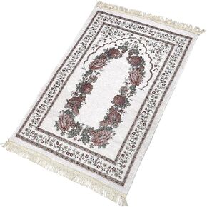 Portable Muslim Prayer Rug Bag Set, Traditional Floral Islam Prayer Mat Carpet with Tassels Home Travel Folable Ramadan Praying Mat Namaz Rug Eid Islamic Gift for Kids Men Women