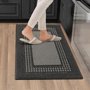 Kitchen Rugs Non Slip, Kitchen Mat Absorbent Dirt-Resistant Kitchen Floor Mats, Durable Kitchen Runner Rug for Sink, Laundry, Office, Door, Machine Washable, 19.5"x31", Grey