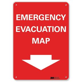 SmartSign “Emergency Evacuation Map" Sign with Down Arrow | 10" x 14" 3M Reflective Aluminum